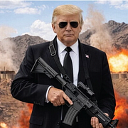 AI-genererad bild på Trump med automatvapen.