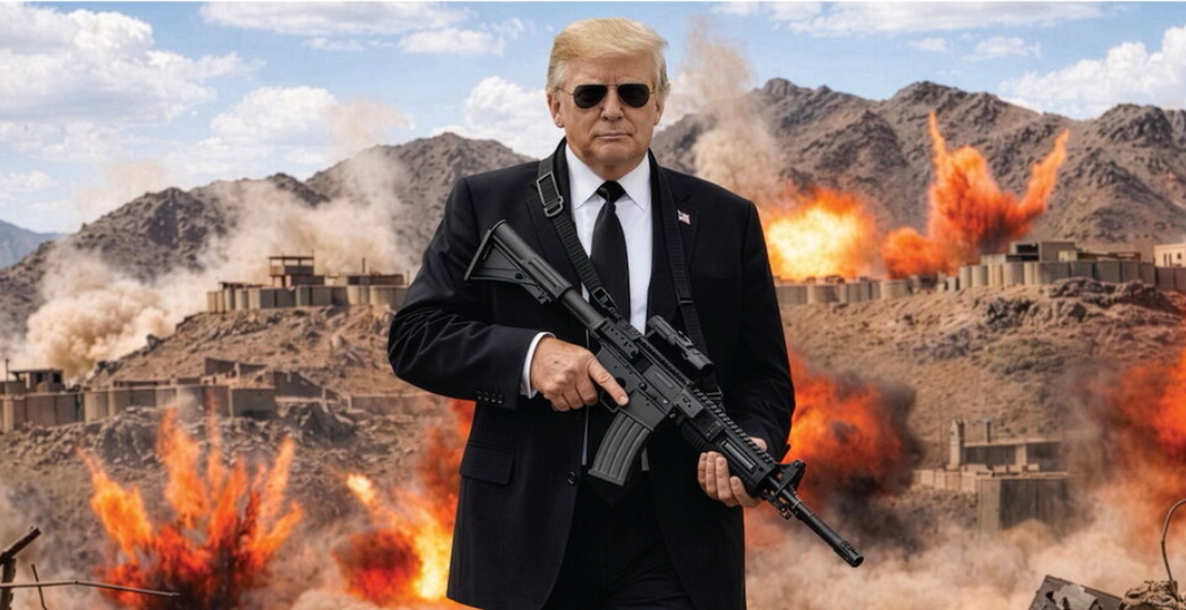 AI-genererad bild på Trump med automatvapen.