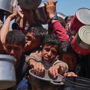 Palestinier kämpar för att komma över matransoner.