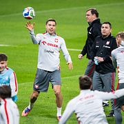 Polska laget på plats i Stockholm på tisdagen.