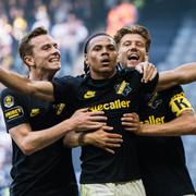 AIK:s Kevin Filling firar sitt första mål i Allsvenskan.