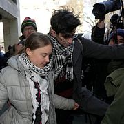 Greta Thunberg anländer till Westminster Magistrates Court.