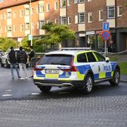 Polisen på mordplatsen.