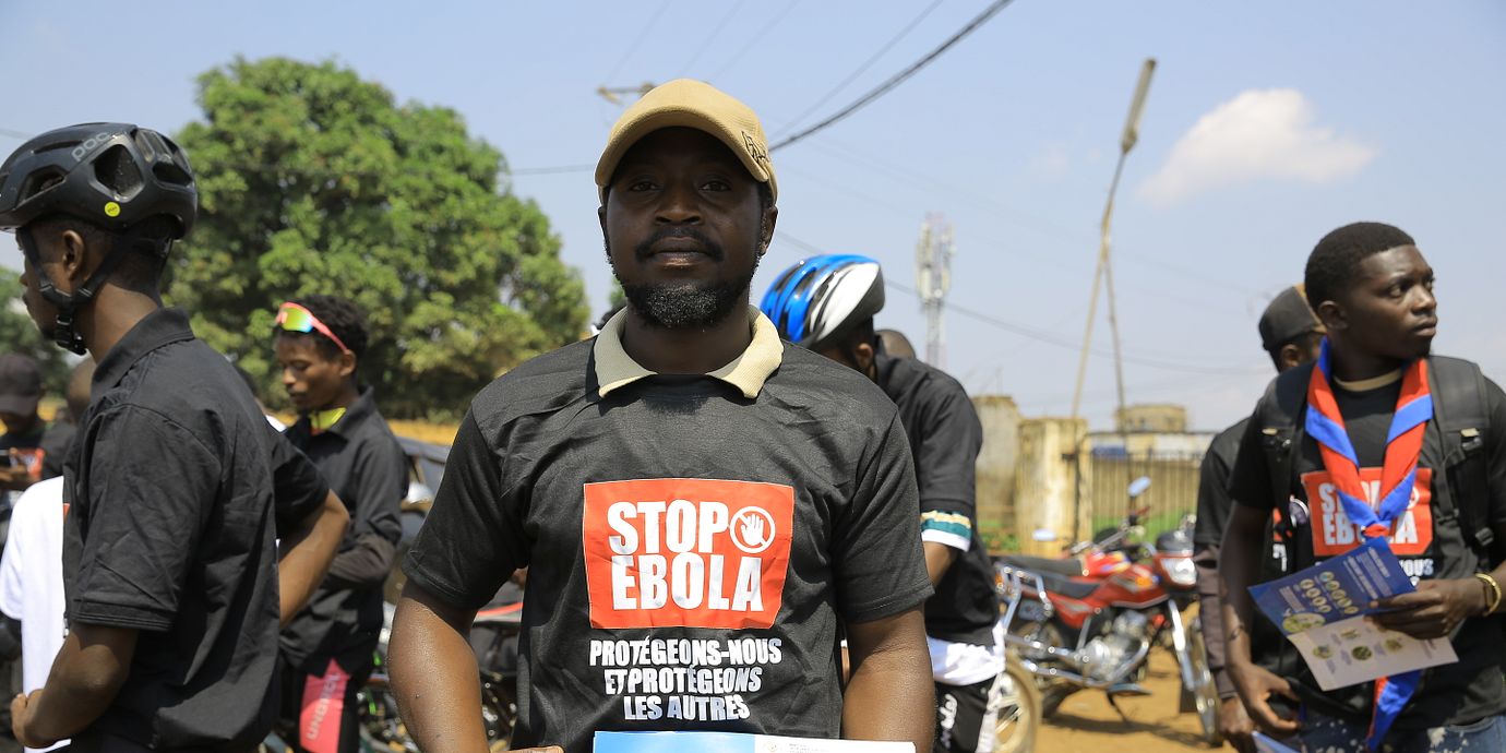 Bilden är från en informationskampanj om ebolaviruset i östra Kongo-Kinshasa under fredagen.