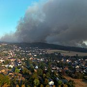 Rök från skogsbrand i Tyskland.