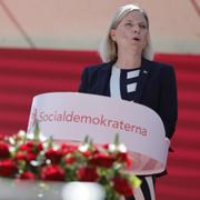 Socialdemokraternas partiledare Magdalena Andersson (S) håller tal under politikerveckan i Almedalen.