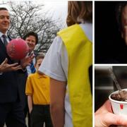 George Osborne med skolbarn, Jamie Oliver.