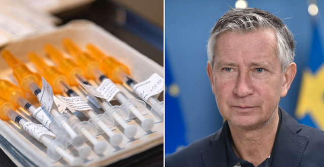 Vaccinsprutor mot covid-19 samt vaccinsamordnaren Richard Bergström. TT
