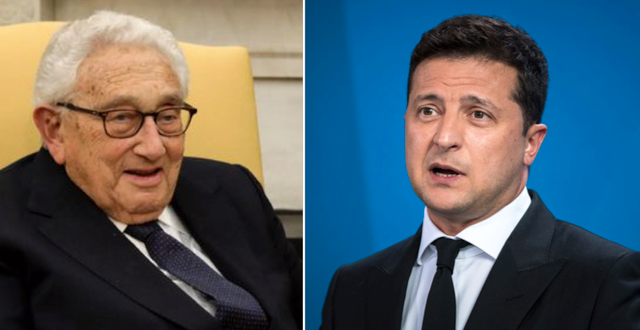 Henry Kissinger och Volodymyr Zelenskyj.  TT