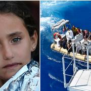 Syrisk flicka i värmefilt på den grekiska ön Lesbos / Nödställda tas emot på det italienska fartyget Cigala Fugosi