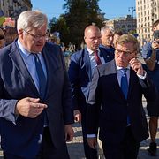 Ukrainas utrikesminister Andrij Sybiha med den tyske utrikesministern Johann Wadephul i Kyiv under lördagen.
