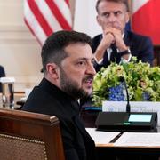Ukrainas president Volodymyr Zelenskyj under förhandlingarna i Washington.
