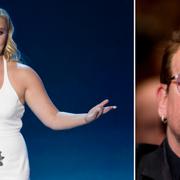 Amy Schumer (t v), Bono (t h)