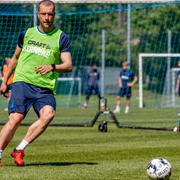 Jakob Johansson under en träning med IFK Göteborg i början av juni.