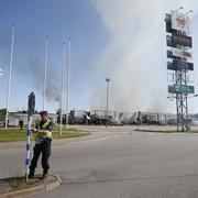 Brand i en färgaffär i Norrtälje
