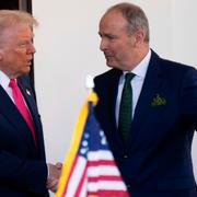 USA:s president Donald Trump under dagens möte med Irlands premiärminister Michael Martin.