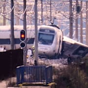 Ett av tågen som spårade ur. 