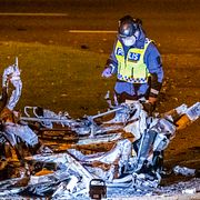 Den sprängda bilen blev totalförstörd.