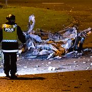 Bilen totalförstördes i explosionen.