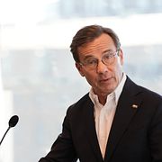 Statsministern på en pressträff under söndagen.