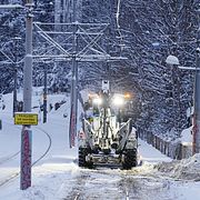 Snöröjning vid Marklandsplatsen i Göteborg den 7 januari.