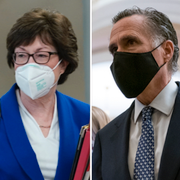 Richard Burr, Lisa Murkowski, Bill Cassidy, Susan Collins och Mitt Romney i bild. 