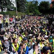 Vägblockad i Erfurt.