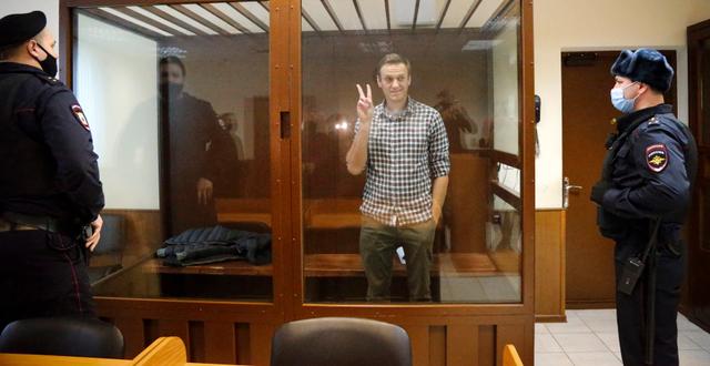 Navalnyj i rätten på lördagen. Alexander Zemlianichenko / TT NYHETSBYRÅN