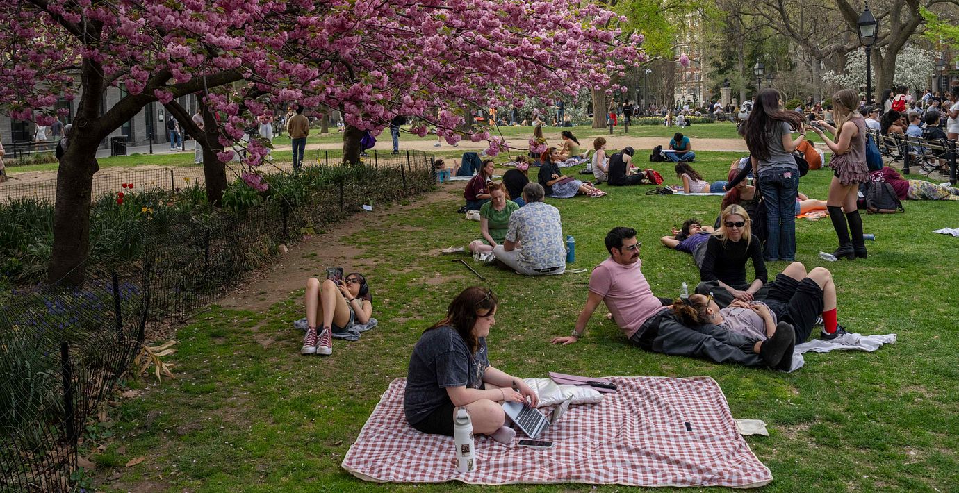 Illustrationsbild. Washington Square Park i New York.