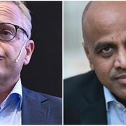 Ericssons tillförordnade vd:n Jan Frykhammar. (t.h.) och Arun Bansal chef för Nätverksprodukter.