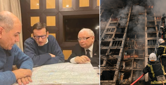 Ledarna på plats i Kyiv/Bombat bostadshus i staden TT