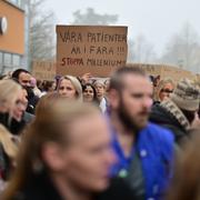 Manifestation utanför Södra Älvsborgs sjukhus i Borås 15 november.