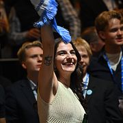 Pourmokhtari på Liberalernas valvaka, 13 september.