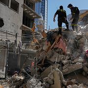 Bilder från Libanons huvudstad Birut efter attackerna.