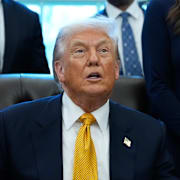 Trump på presskonferensen. 