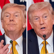 Donald Trump under en presskonferens där han talade om Irankriget, måndagen den 16 mars.