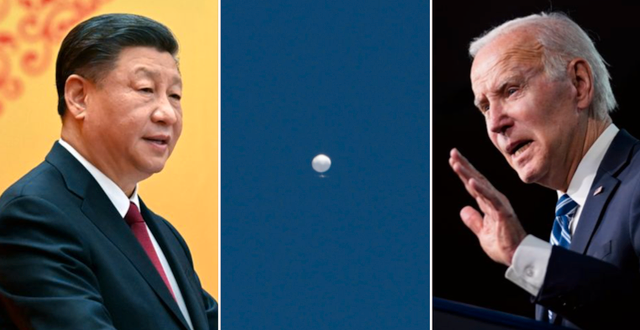 Xi Jinping, kinesiska ballongen och Joe Biden.  TT