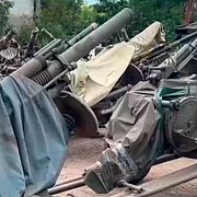 Ryska artilleripjäser på en bild som släppts av ryska militären.