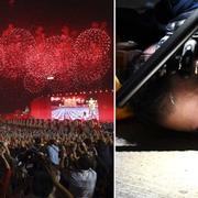 Peking firar 70-årsdagen/demonstrant i Hongkong.