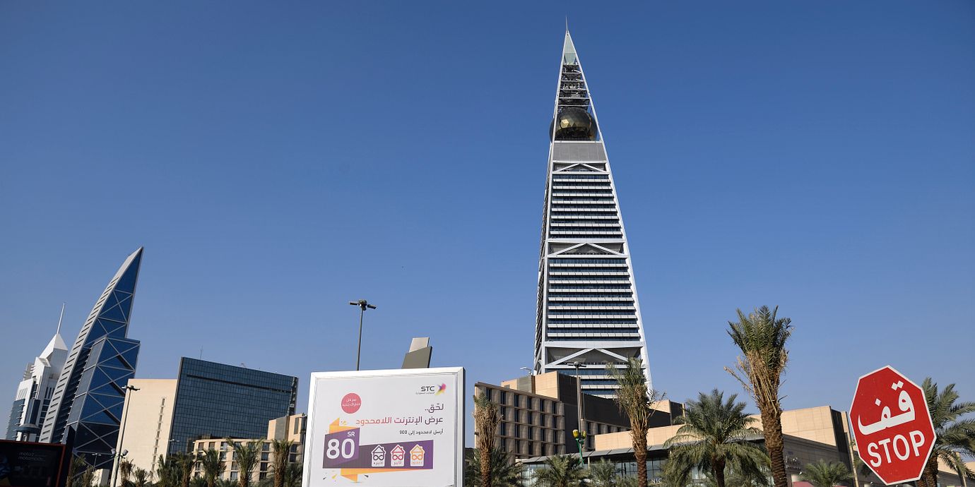 Gatuvy från Riyadh i Saudiarabien, arkivbild.