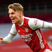 Martin Ødegaard i Arsenals färger i mars i år.