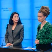 Vasiliki Tsouplaki (V), Lawen Redar (S) och Amanda Lind (MP).  På bilden saknas catarina deremar (C).