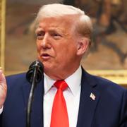 President Donald Trump speaks in the Roosevelt Room of the White House in Washington, Monday, March 3, 2025. (Pool via AP)  WX602