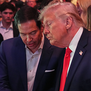 Påve Leo och Rubio och Trump.