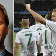 Sportbladets Simon Bank, jublande Hammarbyspelare.