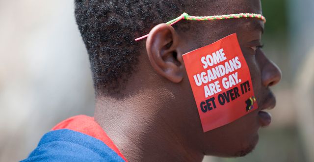 Demonstration för hbtq-personers rättigheter i Uganda 2014. Rebecca Vassie / Ap