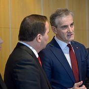 Stefan Löfven och norska Arbeiderpartiets partiledare Jonas Gahr Støre