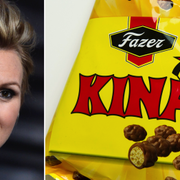 Sanna Nielsen. Fazers tidigare godisomslag för Kinapuffar, som byttes efter kritik.