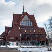Kyrkan i Kirunas gamla centrum. 