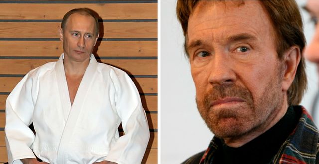Vladimir Putin är högre rankad i taekwondo än Chuck Norris. AP
